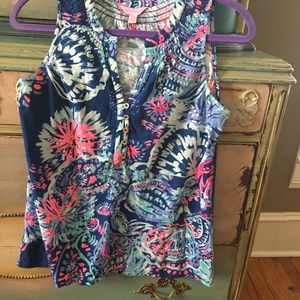 Lilly Pultizer, Flowered Top , Size XS